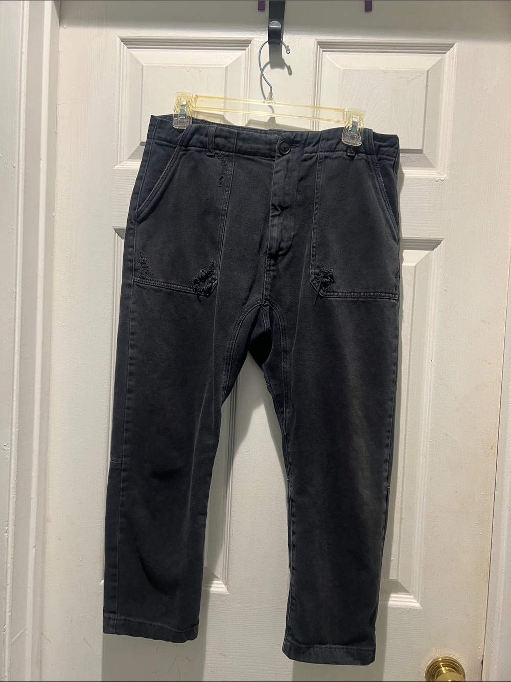 Zara Black Cropped Utility Pants